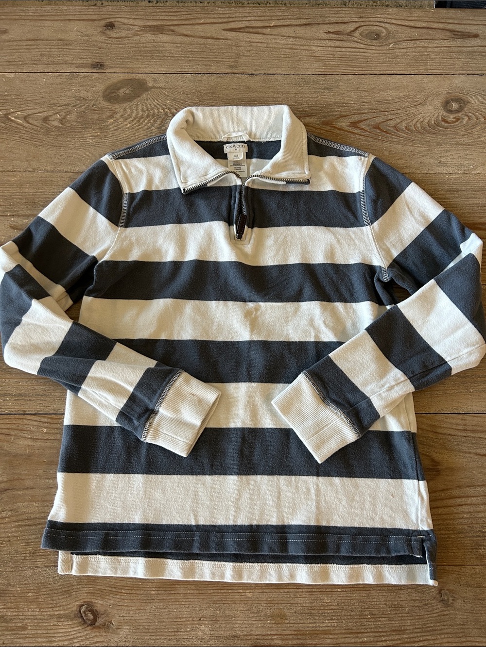 Crewcuts Blue/grey and White Striped Half-Zip Pullover